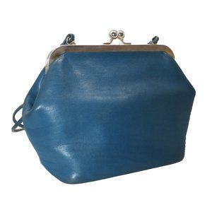 Vintage Coach Lindy Kisslock  Bag Style 9003 in BLUE Glove-Tanned Leather, Retro